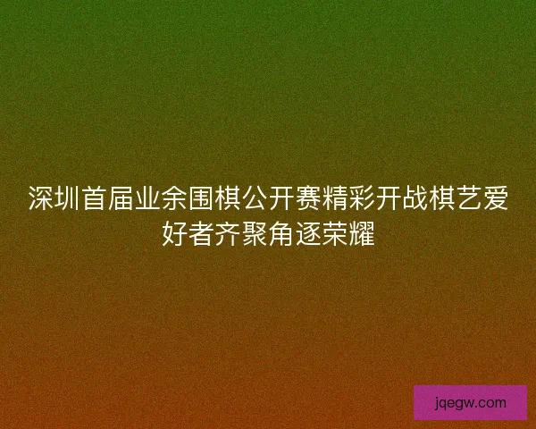 深圳首届业余围棋公开赛精彩开战棋艺爱好者齐聚角逐荣耀