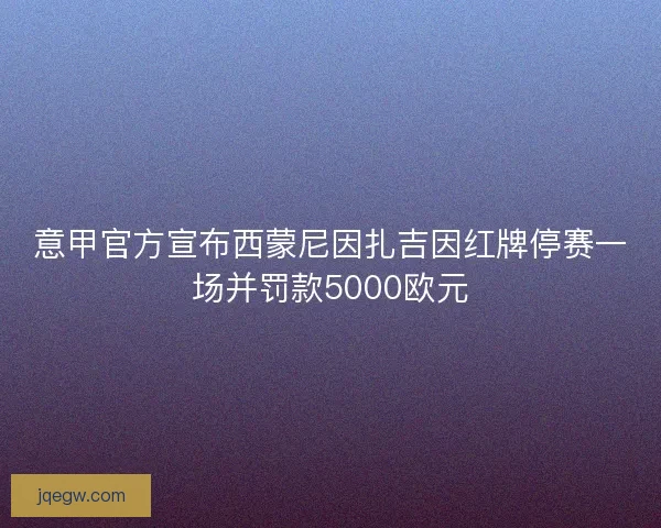 意甲官方宣布西蒙尼因扎吉因红牌停赛一场并罚款5000欧元 意甲官方宣布西蒙尼因扎吉因红牌停赛一场并罚款5000欧元